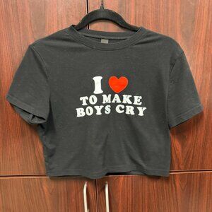 SHEIN "I Heart to Make Boys Cry" Crop Top - Women's Large